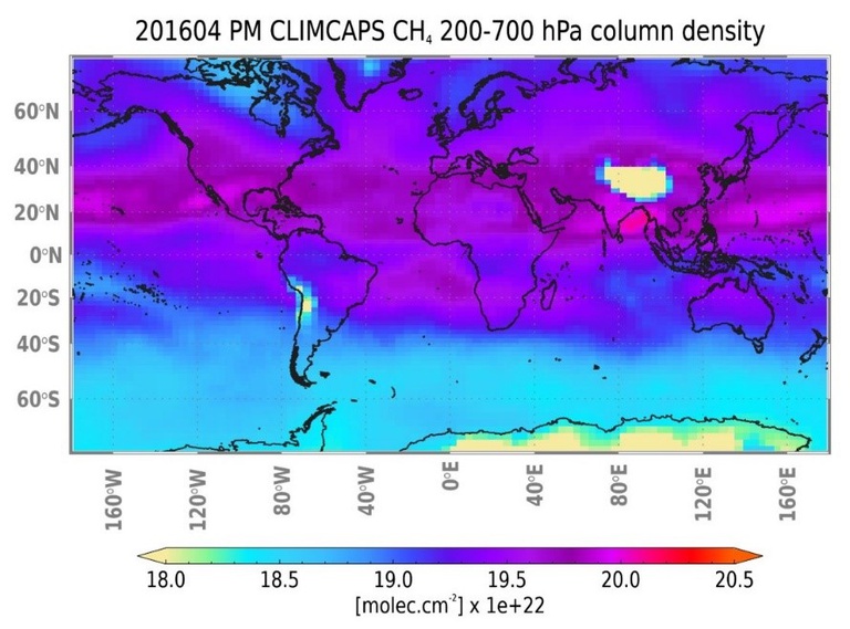 Plot of CLIMCAPS methane column density