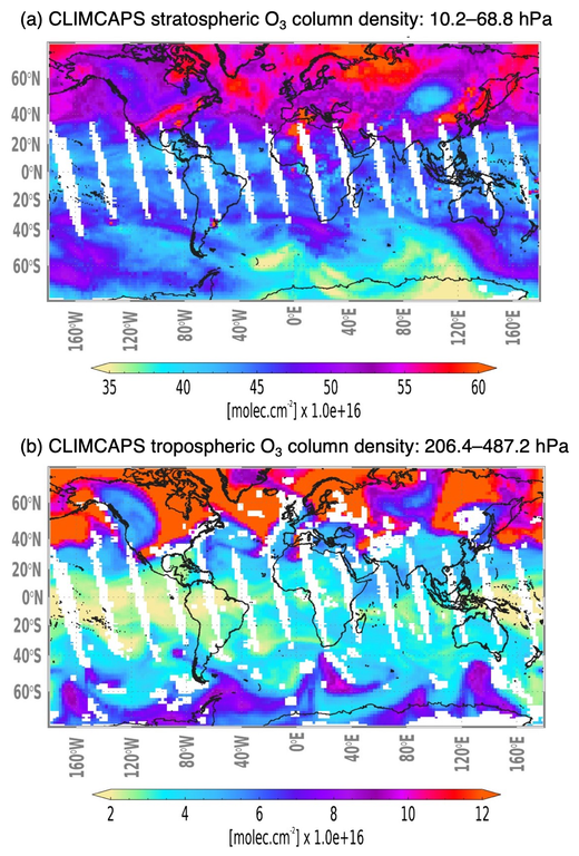 Plot of CLIMCAPS stratospheric ozone column density