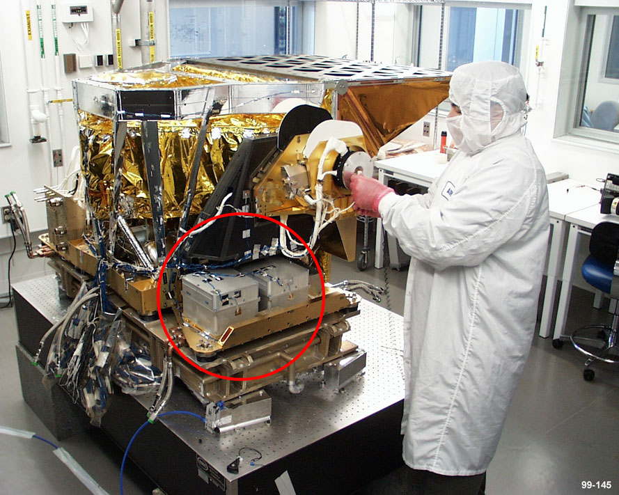 AIRS Cryo Cooler Electronics (CCE) boxes shown mounted on instrument