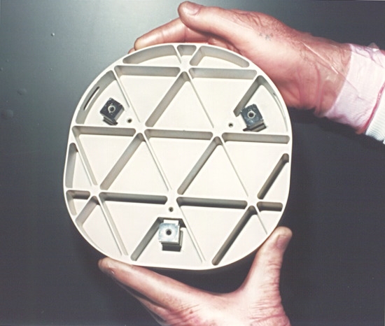 AIRS spectrometer camera fold mirror, showing lightweighted backside