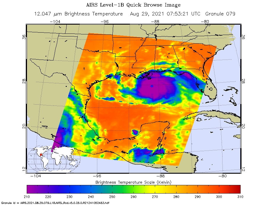 Hurricane Ida 2021-08-29 morning pass from AIRS instrument