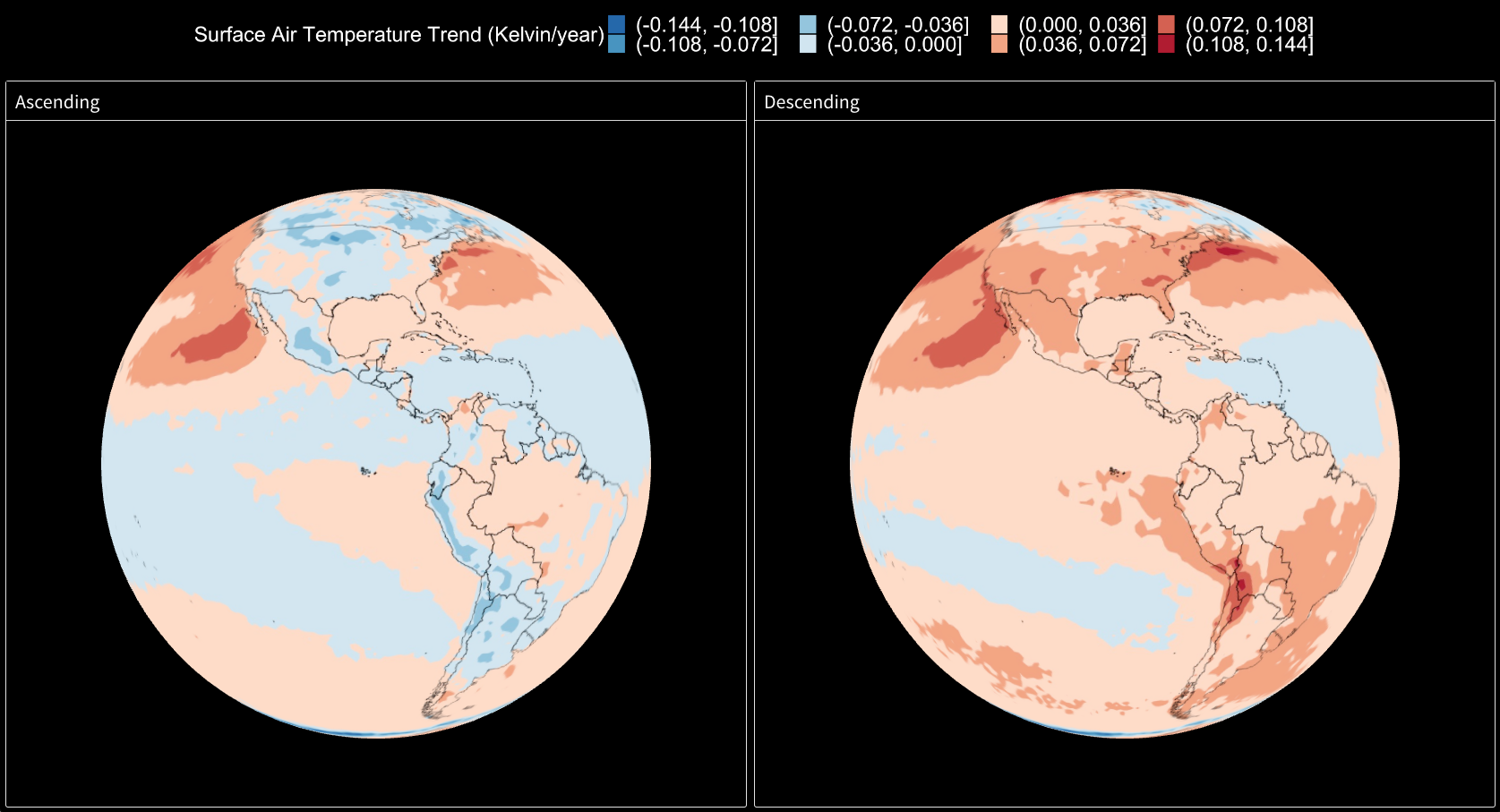 Surface Air Temperature Trend Globes