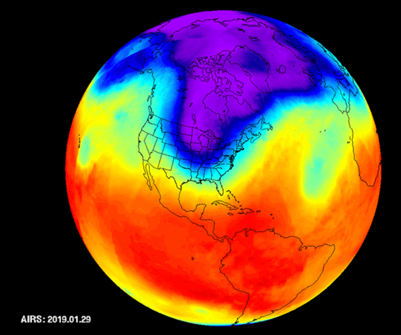digital globe map of polar vortex