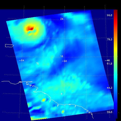 Amount of Atmospheric Water Vapor in Hurricane Isabel as Observed By AIRS
