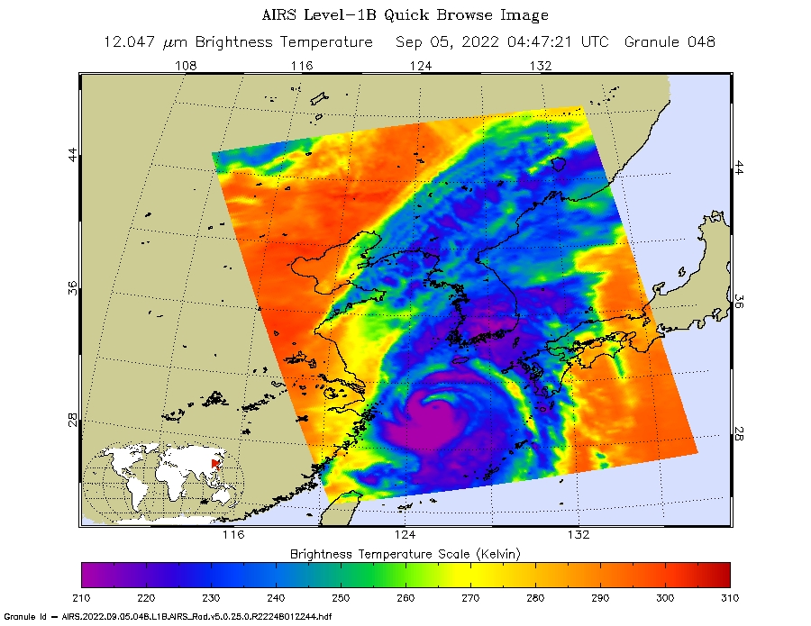 NASA's AIRS Instrument Records Typhoon Hinnamnor Before Landfall