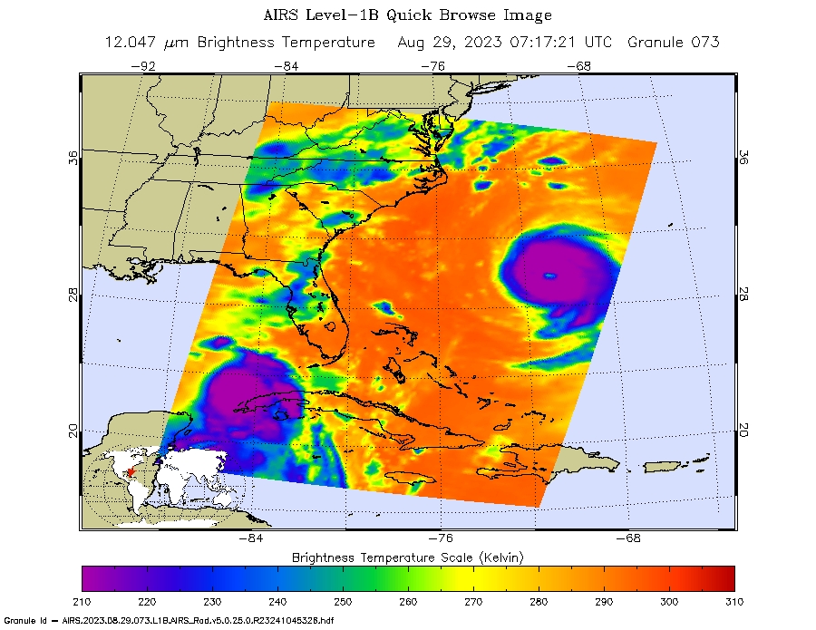 Hurricanes Idalia and Franklin as Viewed by AIRS | AIRS