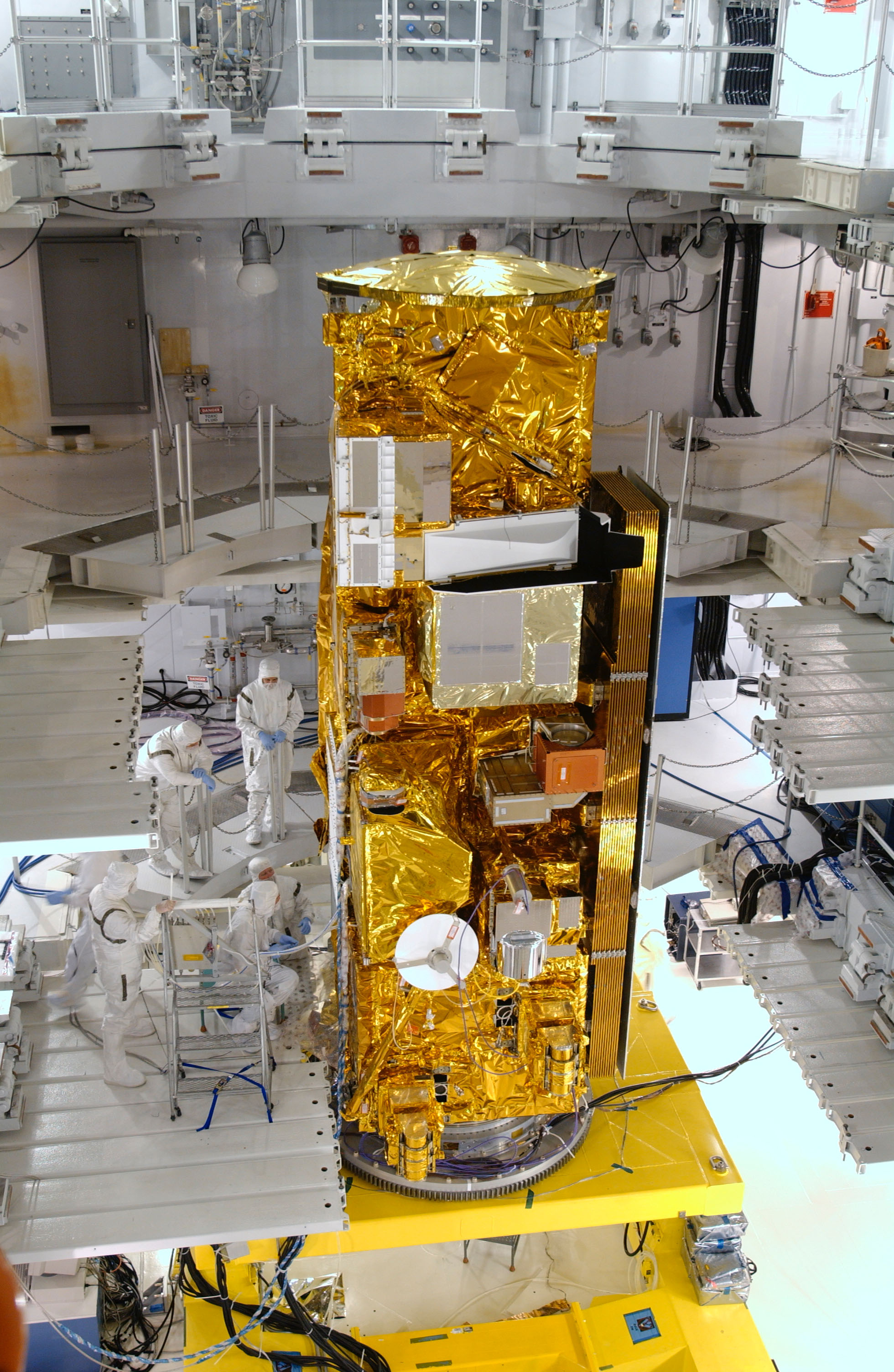NASA's Aqua satellite in high bay