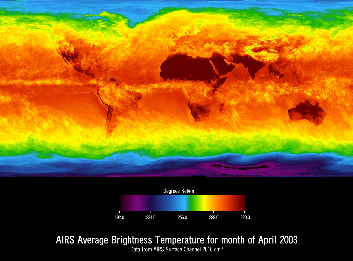 Global Average Brightness Temperature for April 2003