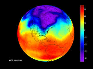 NASA's AIRS Captures Polar Vortex Moving in Over U.S.
