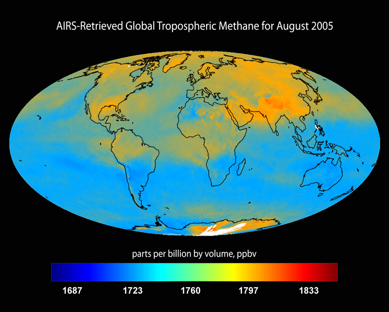 Global Tropospheric Methane for August 2005